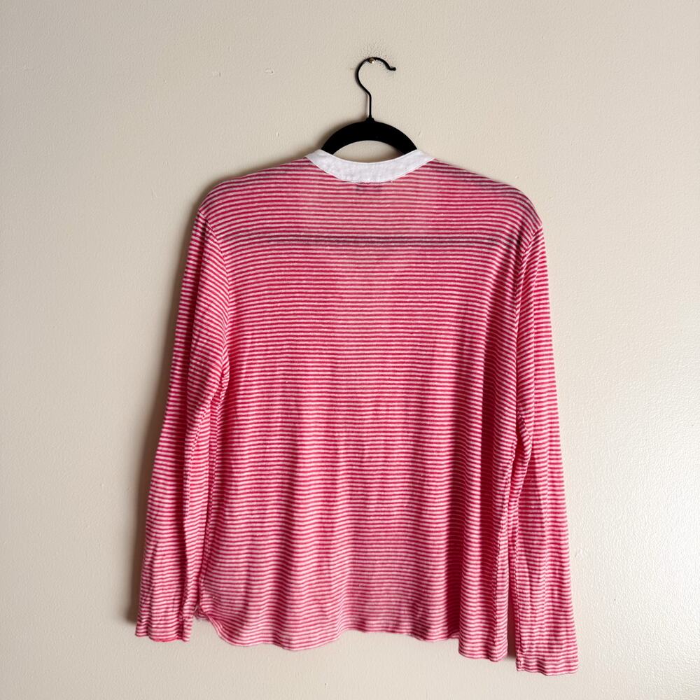 Vineyard Vines Red + White Striped V Neck Long Sleeve Blouse Medium - Picture 6 of 7